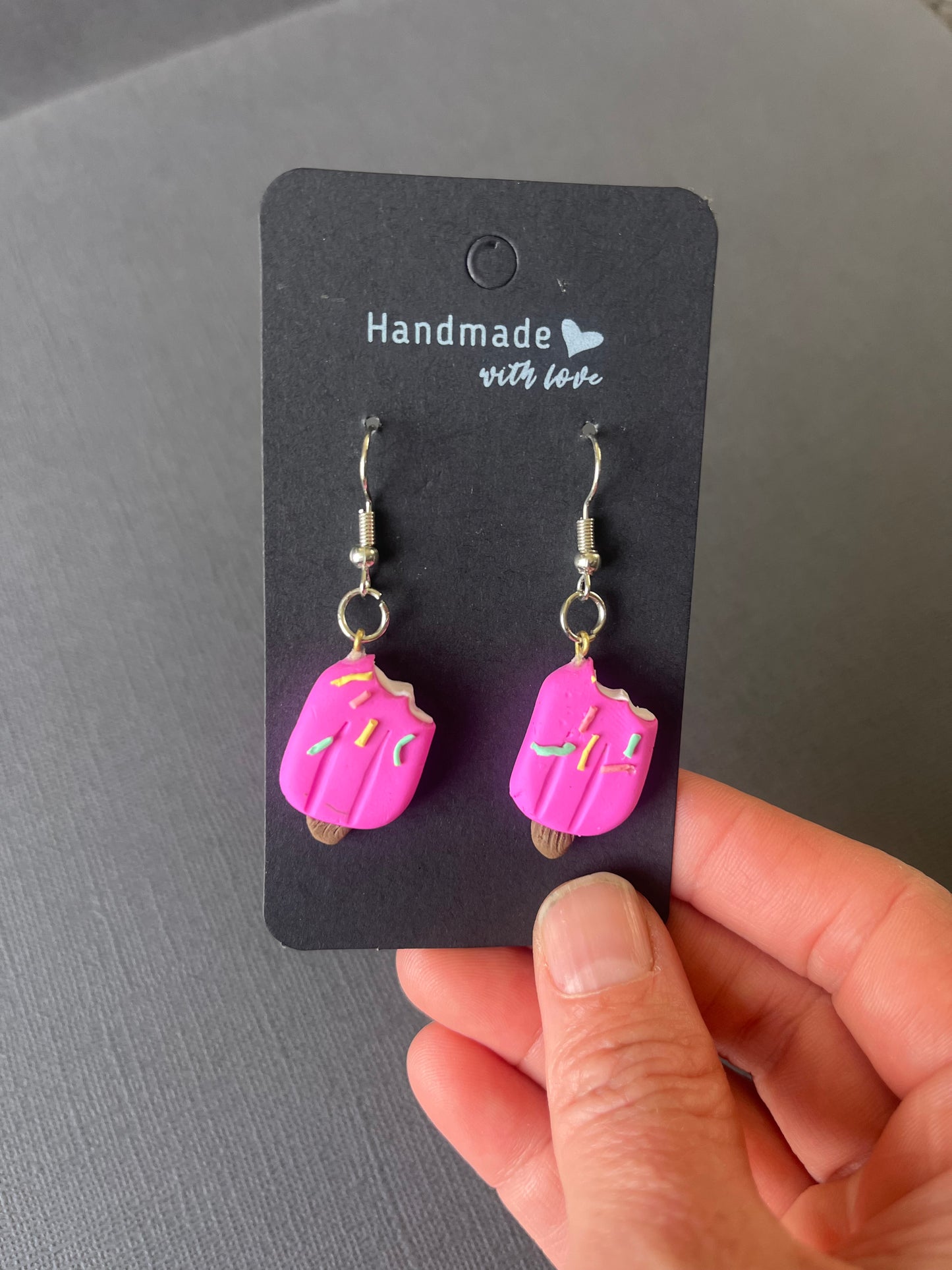 🍦✨ Pink Ice Cream Popsicle Earrings with Sprinkles