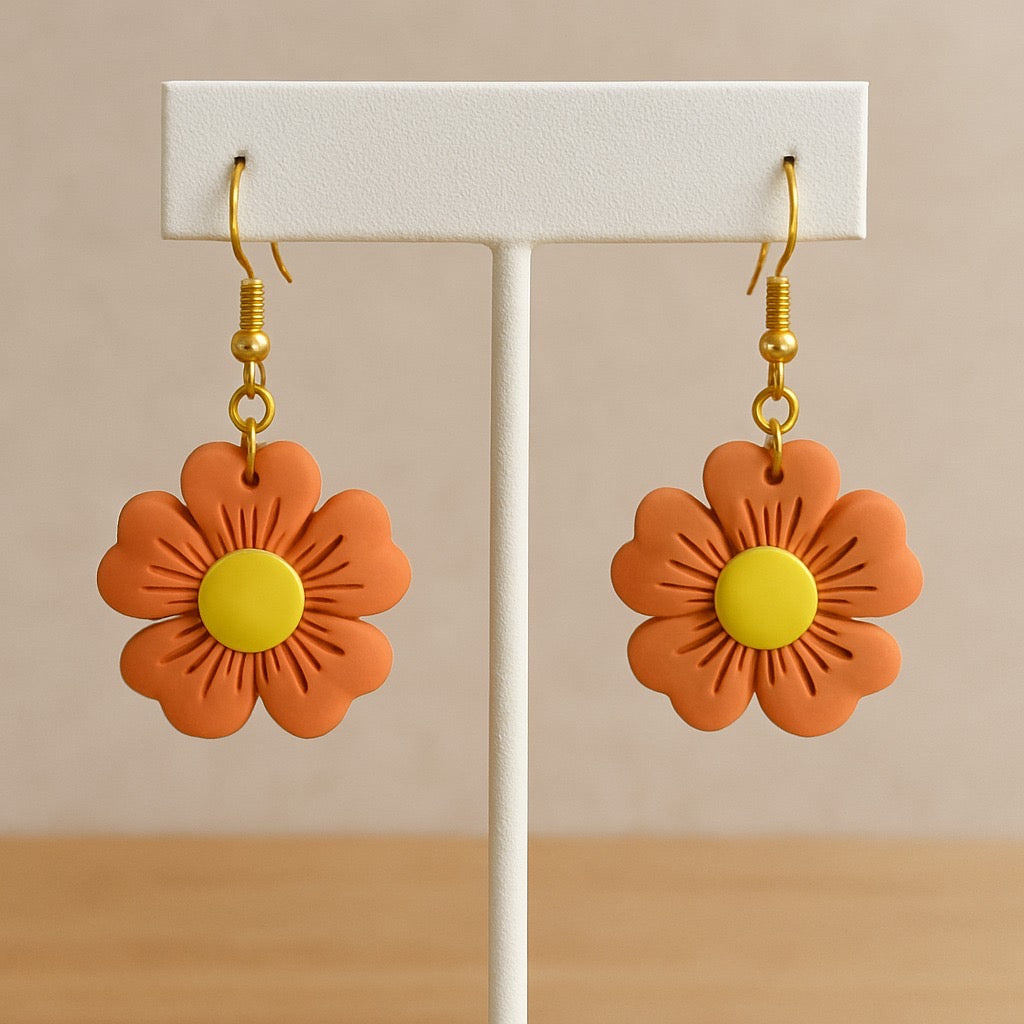 Orange Flower Earrings – Bright, Bold &amp; Handmade with Love