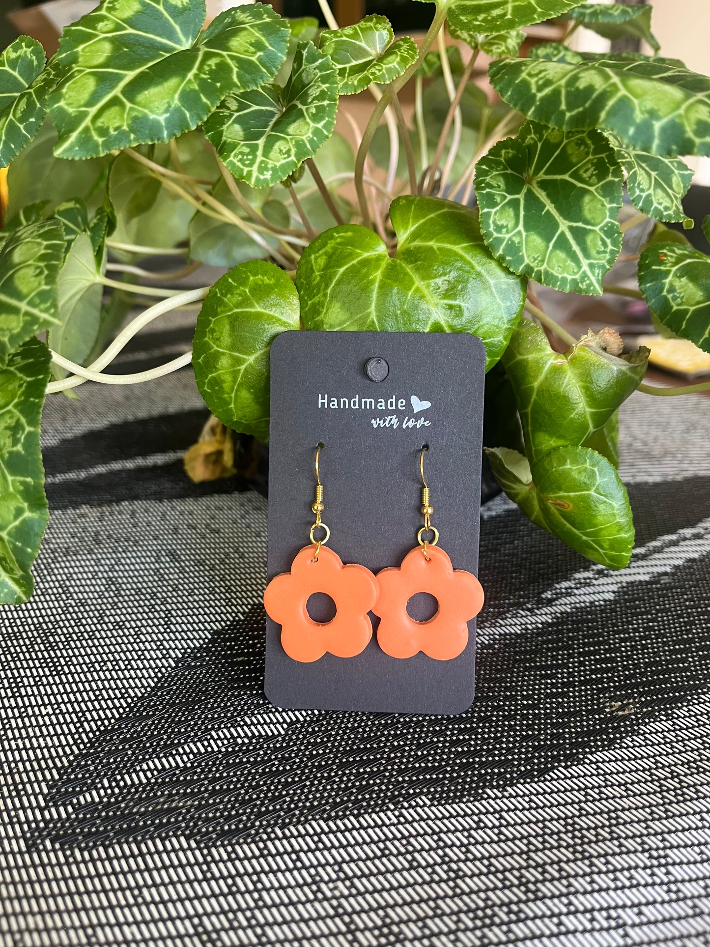 Handmade Orange Flower Earrings – Bright, Simple & Fun