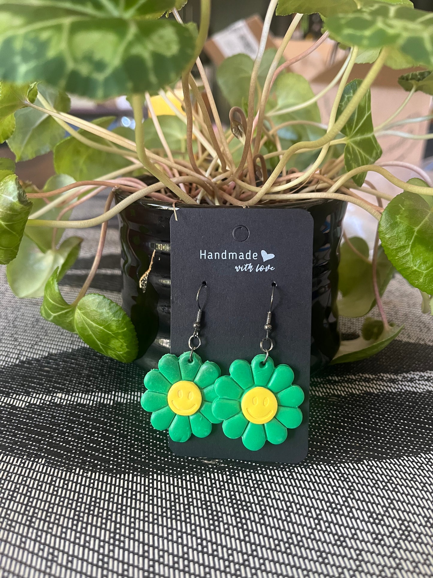 Smiley Green Daisy Earrings – Cute, Quirky &amp; Full of Joy