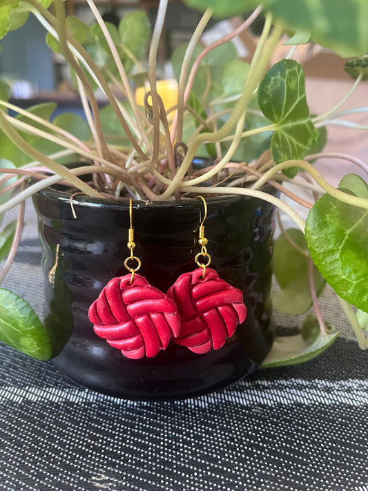 Red Handmade Knot Earrings – Modern, Minimal & Effortlessly Stylish