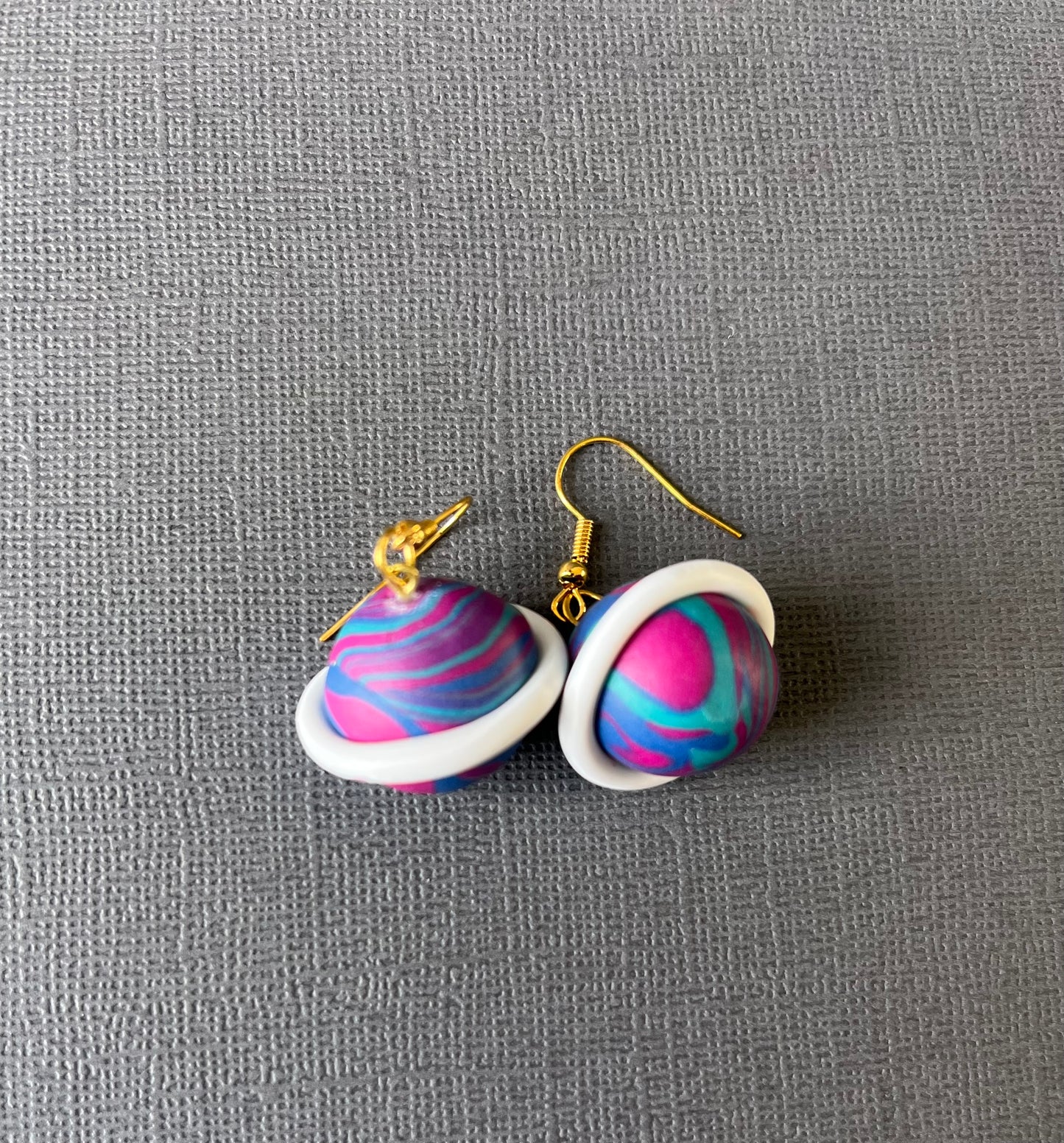 🌙 Saturn Polymer Clay Earrings