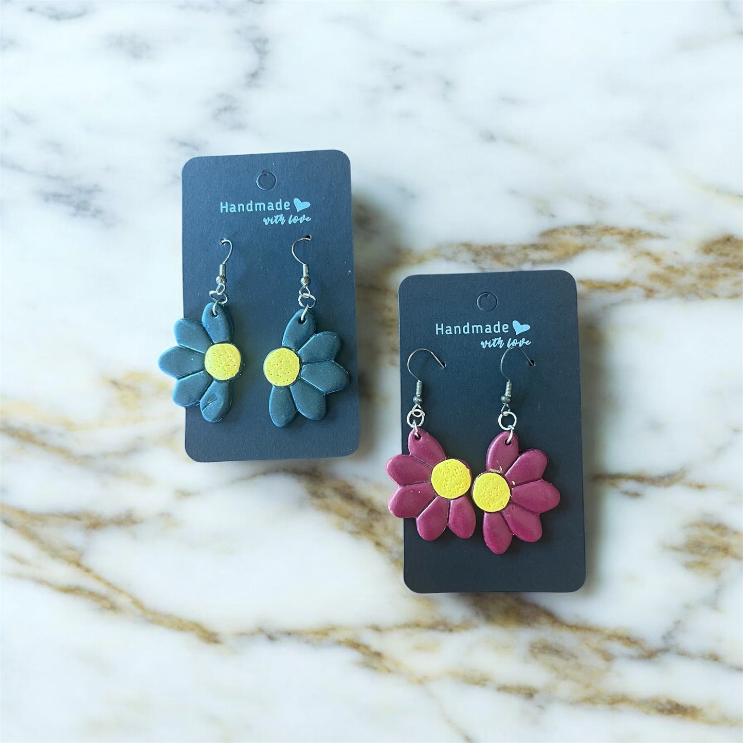 Handmade Daisy Drop Earrings – Playful & Bold